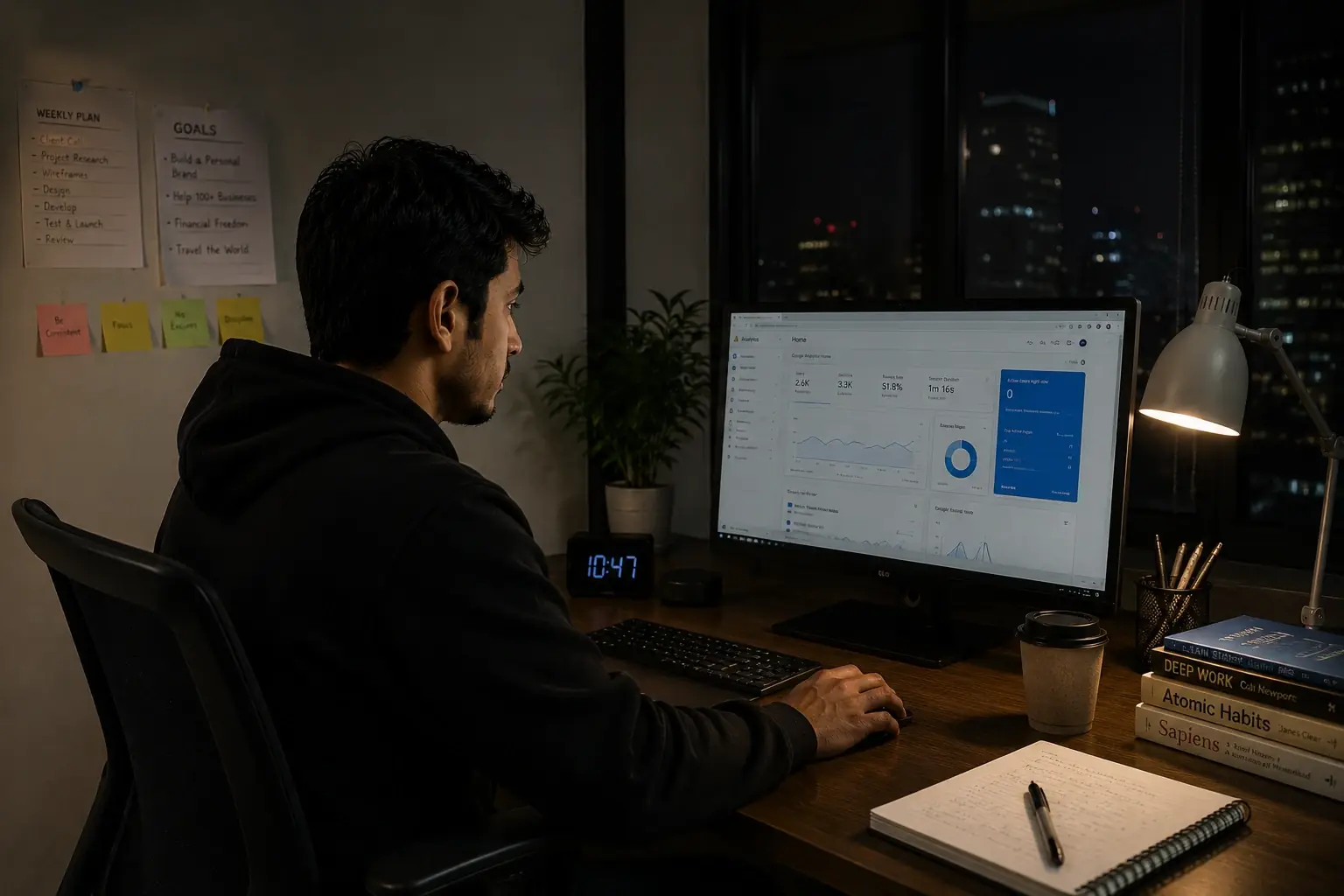 Evolution, 2021: reviewing an analytics dashboard late at night