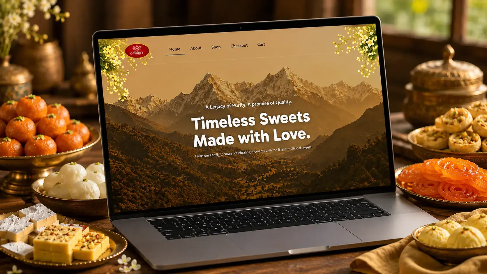 Mehru’s Sweets: Website & social media. Project by Ishwra