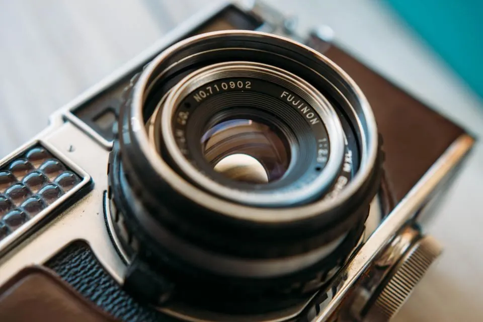 Close-up of a camera lens, for video production and motion design